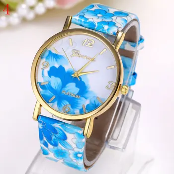 Women's Flower Watches Fashion Ladies' Wrist Watch Beautiful Flower Printed Pattern Strap And Dial Women's Watches