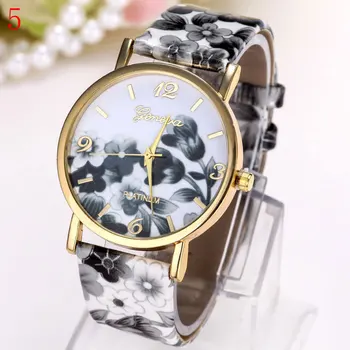 Women's Flower Watches Fashion Ladies' Wrist Watch Beautiful Flower Printed Pattern Strap And Dial Women's Watches