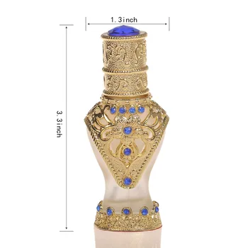 3.3*1.3 inch Beautiful Lines Glass&Metal Empty Set Auger 8ml Retro Perfume Container Dropper Refillable Bottle Collection