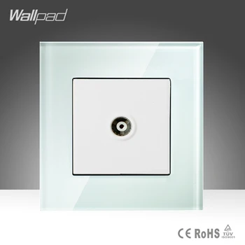 Hot Selling Wallpad Smart Home White Tempered Glass UK EU Standard TV Televison Jack Outlet Wall Socket