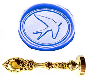 Vintage Swallow Custom Picture Logo Luxury Wax Seal Sealing Stamp Brass Peacock Metal Handle Gift Set