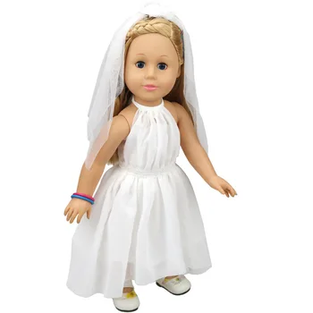 Doll clothes white wedding dress Costume Doll Clothes for 18 inch Dolls Baby Doll Accessories