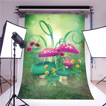 Mushroom photo studio background vinyl 5x7ft or 3x5ft small fresh green photography backdrops props jiebj265