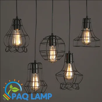 New Vintage retro pendant lamp balck metal cage lampshade with ST64 bulb lighting hanging light fixture