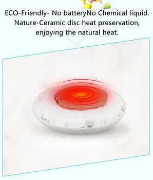 Eco-friendly ceramic disc keeping warm 5min charging 2-6 hours heat hand warmer natural heat massage design