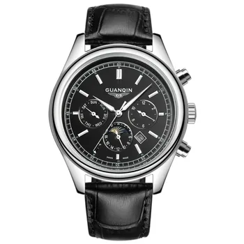 GUANQIN Brand Watch Men Fashion Casual Quartz-Watch Leather Strap Waterproof Men's Wrist Watches Relogio Masculino 2016 Clock