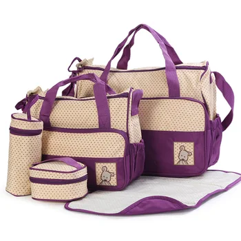 Function Baby Diaper Mama Bags Maternity Five-piece Mummy Bag For Moms With Nappy Bags