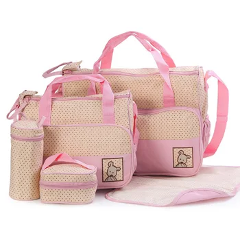 Function Baby Diaper Mama Bags Maternity Five-piece Mummy Bag For Moms With Nappy Bags