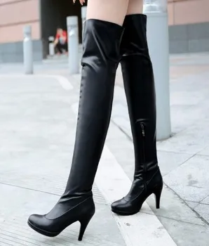 Size 32-48 women high heel over knee boots ladies riding fashion long snow boot warm winter botas heels footwear shoes P14733