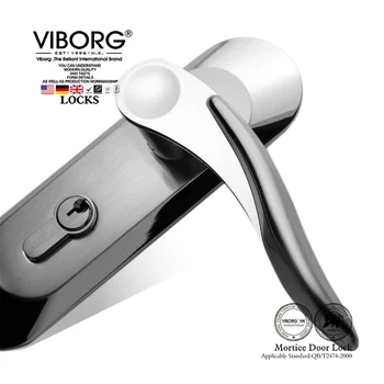 VIBORG Top Quality Entry Door Lock Set Keyed Security Privacy Entrance Entry Door Mortise Lever Lock Set, satin nickel+chrome
