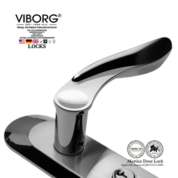 VIBORG Top Quality Entry Door Lock Set Keyed Security Privacy Entrance Entry Door Mortise Lever Lock Set, satin nickel+chrome