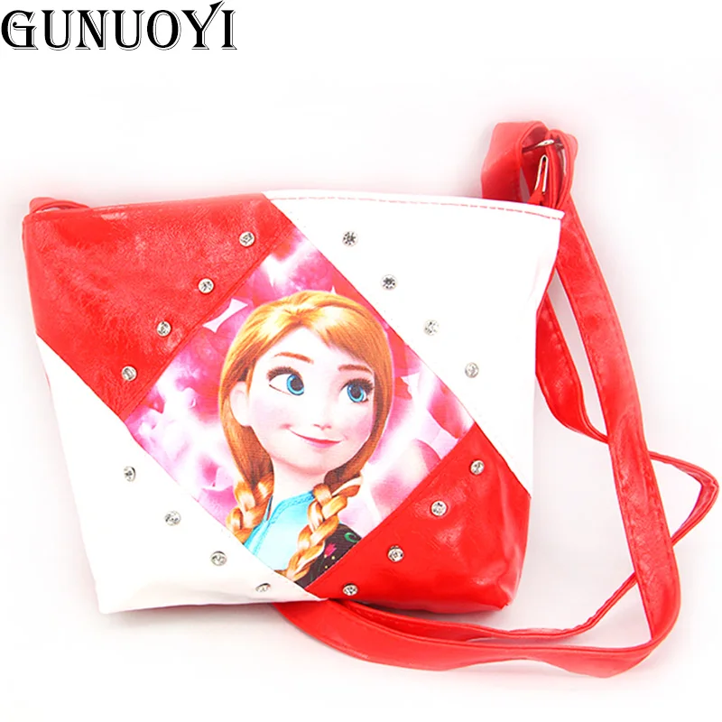 GUNUOYI 2016 Girls Bag PU Inclined Shoulder Bag Nailing Zipper Suitable For Kindergarten Children Kids Should Bag For Girls