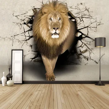 Custom 3D Embossed Lion Murals Wallpaper Personality KTV Bar Cafe Background Kids' Room Home Improvement Wall Papers Brick Wall