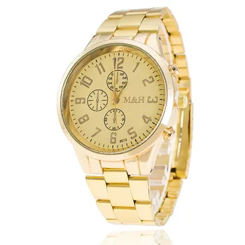 High-end atmosphere Fashion Watches Man Top Luxury Brand Watches Men Gold Classic Men Quartz Stainless Steel Wrist Watch White