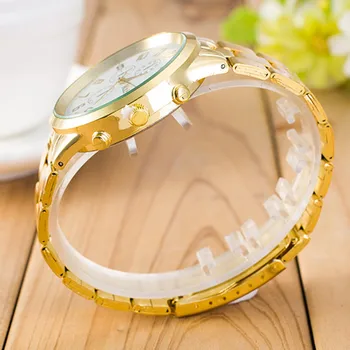 High-end atmosphere Fashion Watches Man Top Luxury Brand Watches Men Gold Classic Men Quartz Stainless Steel Wrist Watch White