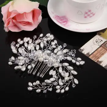 New Fashion Imitation Pearl Bridal Hair Combs Hairpin Tiara Wedding Women Hair Accessories Hair Clip Hair Jewelry