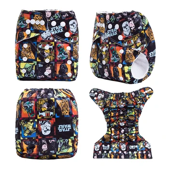 Ananbaby Reusable Cloth Nappy Star Wars With Suede Inner Baby Diaper Waterproof Pul Cover With Microfiber Insert Suit 3-15kg
