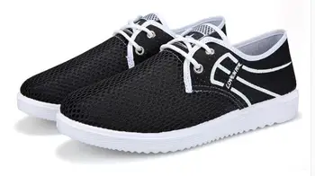 Men Shoes Black Casual Shoes Men Lace Up Light Comfortable Mesh Shoes 2017 Summer Shoes Fashion New Breathable Loafers Footwear