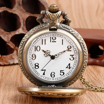 Cindiry Retro Alice in Wonderland Theme Bronze Quartz Pocket Watches Vintage Fob Watches Christmas Brithday Gift