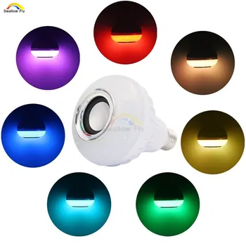 E27 Smart RGBW Wireless Bluetooth Speaker Bulb Music Playing Dimmable LED Bulb Light Lamp with 24 Keys Remote Control
