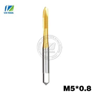 HSS 5pcs/lot M5*0.8 New Cobalt High Speed Steel Coated Taps Metalworking Spiral Fluted Machine Screw Tap Working Stainless-steel
