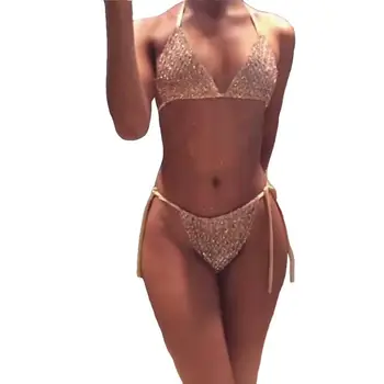 Charming Sexy Bikini Set 2017 New Two Piece Swimsuit Shine Push Up design Women Bathing Suit Low Waist Swimwear