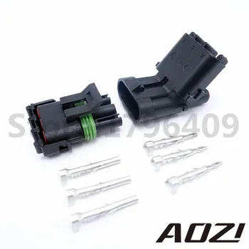 1 Set 3 Pins Way 2.5 Series Delphi Waterproof Connectors Plugs Kits Male Female Atuo Connectors Shipping Fast