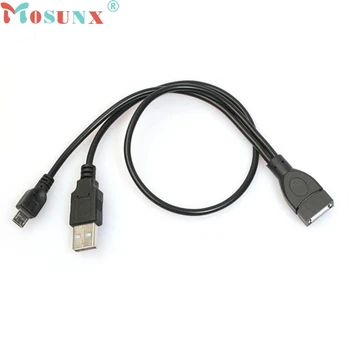 Mosunx NEW Mecall Tech 1pc Micro USB Host OTG Cable With USB Plug Power Adapter wholesale Feb07
