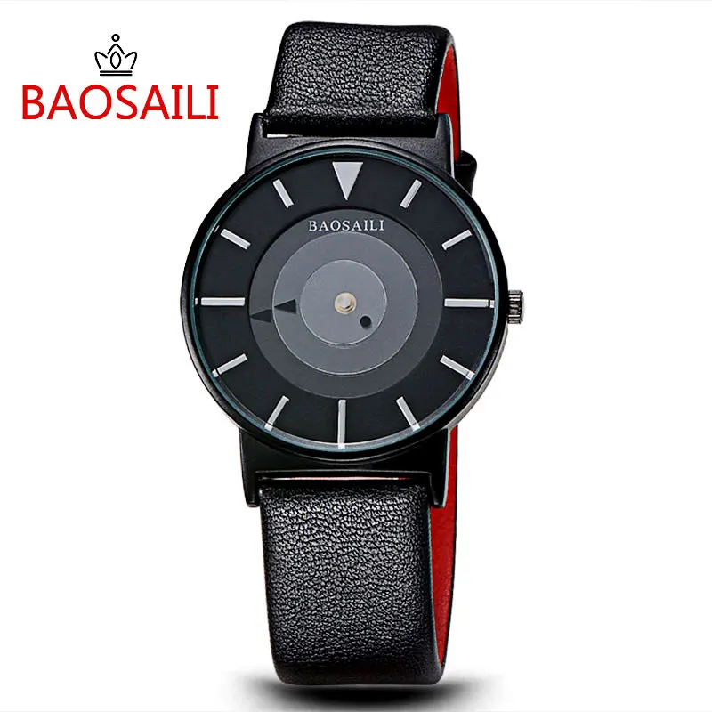 BAOSAILI Brand Fashion Unisex Leather Quartz Watches Women Men Casual Wrist Watch Analog Hodinky relogio Horloge clock Gifts