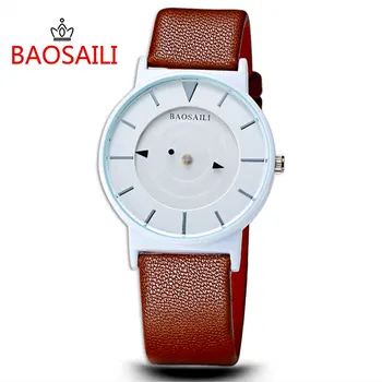BAOSAILI Brand Fashion Unisex Leather Quartz Watches Women Men Casual Wrist Watch Analog Hodinky relogio Horloge clock Gifts