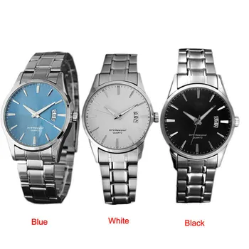 2017 amazing popular practical Casual Fashion Hot Fashion Sliver Stainless Steel Band Date Analog Quartz Sport Mens Wrist WATCH