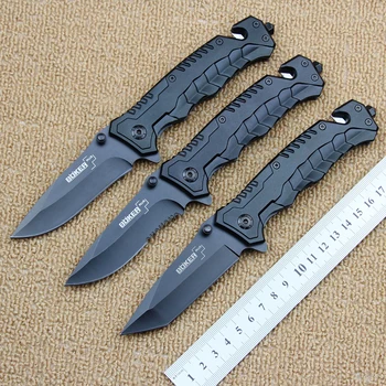 Boker Folding Knife 440c Blade Black Aluminum Handle Outdoor Camping Hunting Tactical Knife Rescue Hammer Fishing EDC Tools