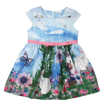Summer Girls Princess Tutu Dress 2-6Y Rabbit Print One Picee Kids Sleeveless Dresses Sundress