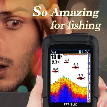 328ft /100m Wired & Wireless depth Fishfinder Sonar Transducer 2-in-1 Sensor Portable Waterproof Fish Finder Fishing FF718LiC