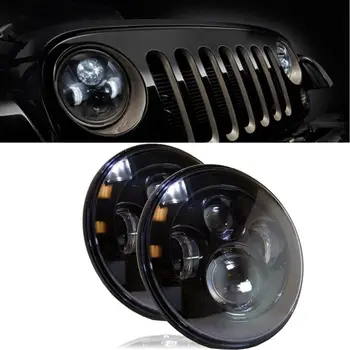 2016 New LED 7 Inch Round Projector Headlights Black Housing Low/High H6024 H6012 (Pair) Vicky
