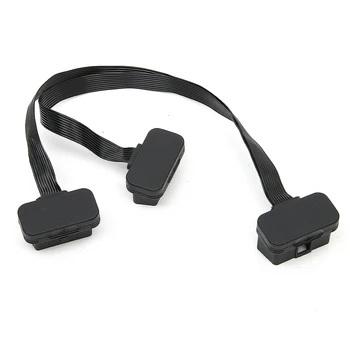 Free DHL/Fedex 100pcs Flat+Thin As Noodle OBD 2 OBD2 16 Pin ELM327 Male To Dual Female Y Splitter Elbow Extension Cable 30cm
