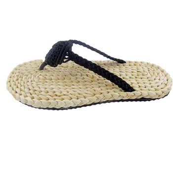 New Style Straw Corn Leather Slippers Handmade Folk Craft Straw Sandals Men Flip-flops Loafers Beach Shoes Size 40-44