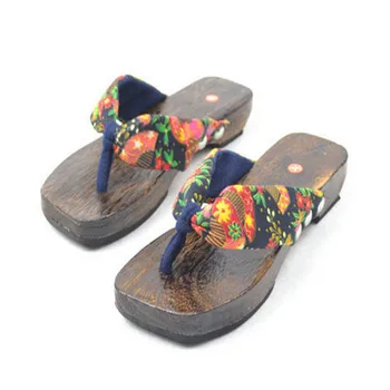 Trendy Hot Lady Bidentate Flip Flops Flower Sandals Slipper Shoes Japanese Geta Clogs Women Summer Wooden Slippers#SJL362