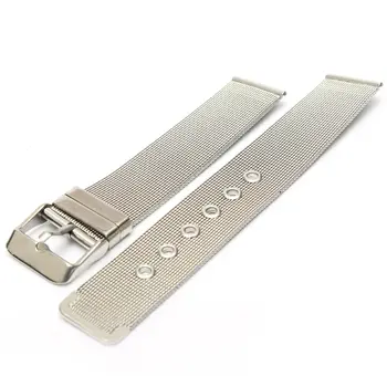 18 20 22 mm Stainless Steel Mesh Bracelet Strap Replacement Watch Strap Silver Fashion Classic Clasp Buckle Straight End