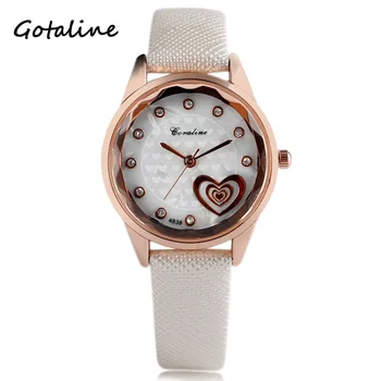 GOTALINE Fashion Women's Watches Crystal Dial Heart Wrist Watch Girls Beauty Quartz Watch Female Analog Casual relojes mujer