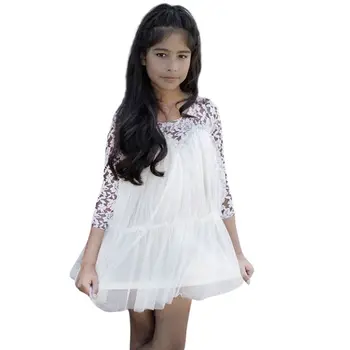 Kids Princess Girl Lace Fancy Dress Long Sleeve Tops Casual Blouse Tunic Dress Clothes