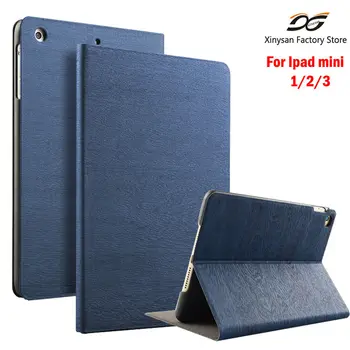Case for iPad mini 1/ mini 2/ mini 3 Wooden PU Leather Folio Smart Case Stand Sleep/ Wake function Cover for iPad mini 1/2/3