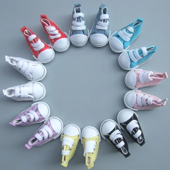 5cm Doll Sneakers Shoes for BJD Dolls,Fashion Denim Canvas Mini Toy Shoes 1/6 Bjd Sneackers For Tilda Doll Accessories