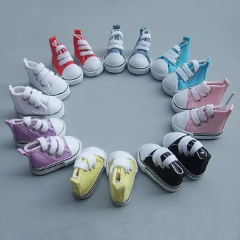 5cm Doll Sneakers Shoes for BJD Dolls,Fashion Denim Canvas Mini Toy Shoes 1/6 Bjd Sneackers For Tilda Doll Accessories