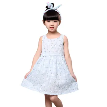 2017 Children Kids Girl Summer Dress Kids Teens Sleeves Printing Pattern Cotton Dress Clothes Vestidos Hot