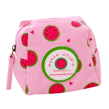 Fresh Style Creative Cubic Fruit Canvas Coin Purse Key Wallet Storage Organizer Bag Novelty Gift