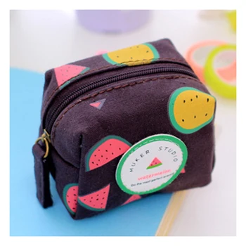 Fresh Style Creative Cubic Fruit Canvas Coin Purse Key Wallet Storage Organizer Bag Novelty Gift