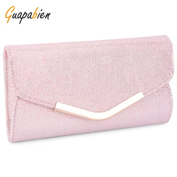 Guapabien Elegant Ladies Pink Golden Long Wallet Metal Hasp Women Wallet Purses Female Evening Party Bag For Phone Money Card