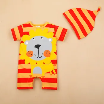 Newborn Baby Rompers Summer Style Baby Girls Clothes 2pcs Animal Cartoon Infant Jumpsuits Ropa Bebes Baby Boy Brand Clothing Set