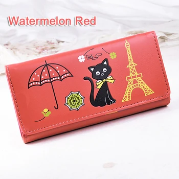 Fashion Women Wallets Clutch Lady Purses Handbags Cards Holder Lovely Cat Tower Pattern Moenybags Coin Purse Woman Wallet Burse